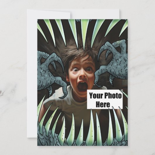 カスタマイズ可能なハロウィーンモンスターマウス 招待状 (正面)