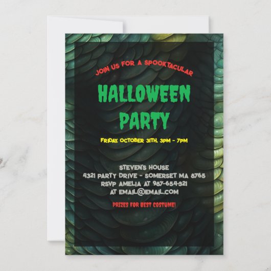 カスタマイズ可能なハロウィーンモンスターマウス 招待状 (裏面)