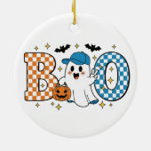 カスタマイズ可能なハロウィーン BOO セラミックオーナメント (裏面)