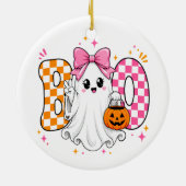カスタマイズ可能なハロウィーンBOO セラミックオーナメント (裏面)