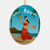 カスタマイズ可能なハワイのヴィンテージMele Kalikimaka セラミックオーナメント (右)