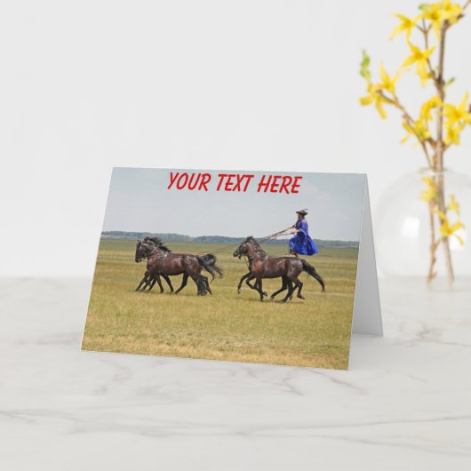 カスタマイズ可能なハンガリーの馬と馬 カード (黄色い花)
