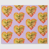 カスタマイズ可能なハートおよび花の包装紙 ラッピングペーパー (フラット)