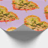 カスタマイズ可能なハートおよび花の包装紙 ラッピングペーパー (角)