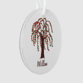 カスタマイズ可能なハートが付いているヤナギの木- オーナメント (正面)