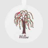 カスタマイズ可能なハートが付いているヤナギの木- オーナメント (裏面)