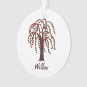 カスタマイズ可能なハートが付いているヤナギの木- オーナメント (正面)