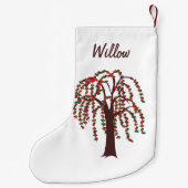 カスタマイズ可能なハートが付いているヤナギの木- スモールクリスマスストッキング (裏面)