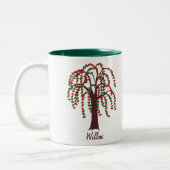 カスタマイズ可能なハートが付いているヤナギの木- ツートーンマグカップ (左)