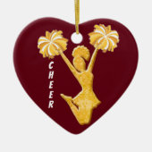 カスタマイズ可能なハートチアリーダーオーナメントギフト セラミックオーナメント (正面)