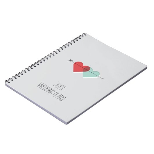 カスタマイズ可能なハート仕訳帳 ノートブック (左側)