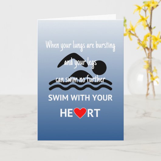 カスタマイズ可能なハート付きスイムやる気を起こさせる カード (黄色い花)