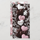 カスタマイズ可能なハート枠のバレンタインのカード (正面/裏面)