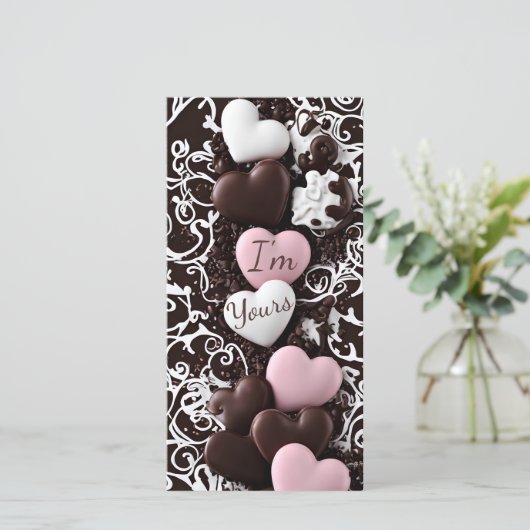 カスタマイズ可能なハート枠のバレンタインのカード (スタンド正面)