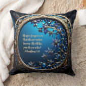 カスタマイズ可能なバイブルの詩と金ゴールドのギラギラする青 クッション (ブランケット)