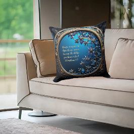 カスタマイズ可能なバイブルの詩と金ゴールドのギラギラする青 クッション