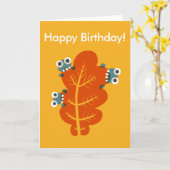 カスタマイズ可能なバグバイト秋の葉の誕生日 カード (黄色い花)