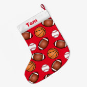 カスタマイズ可能なバスケットボールの野球のフットボール ラージクリスマスストッキング (裏面 (吊り時))