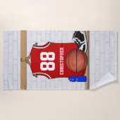 カスタマイズ可能なバスケットボール選手のデザイン ビーチタオル (正面)