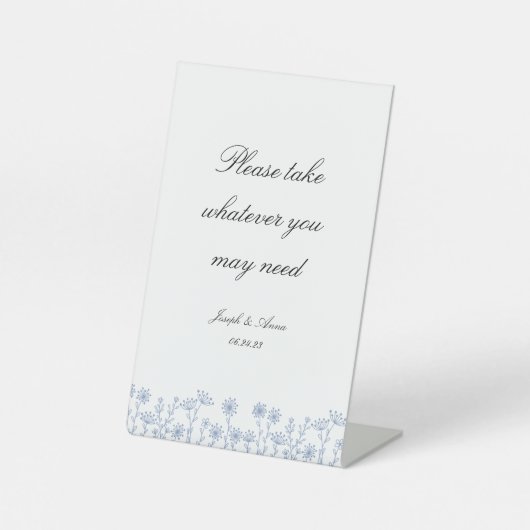 カスタマイズ可能なバスルームのサインインBlue Wildflower 台座サイン (正面)