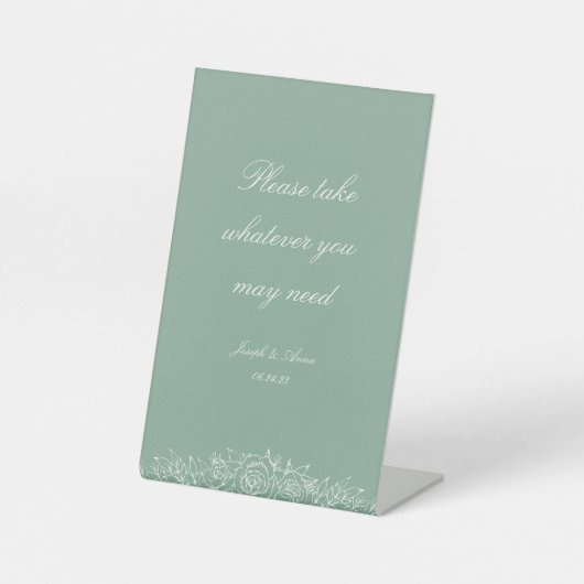 カスタマイズ可能なバスルームのサインインSage花模様 台座サイン (正面)