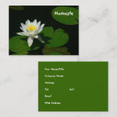 カスタマイズ可能なバス。カード/白ロータス花/リリーパッド 名刺 (正面/裏面)