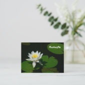 カスタマイズ可能なバス。カード/白ロータス花/リリーパッド 名刺 (スタンド正面)