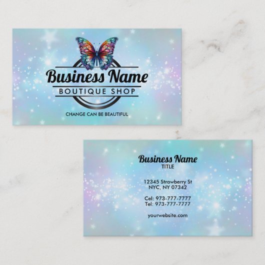 カスタマイズ可能なバタフライロゴピンクの名刺 名刺 (正面/裏面)