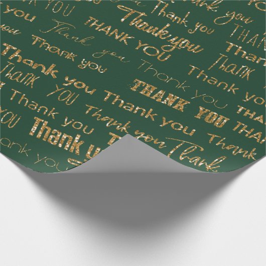 カスタマイズ可能なバックグラーに金ゴールドグリッター文字ありがとう ラッピングペーパー (角)