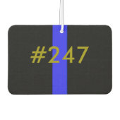 カスタマイズ可能なバッジ番号細い青い線 カーエアーフレッシュナー (正面)