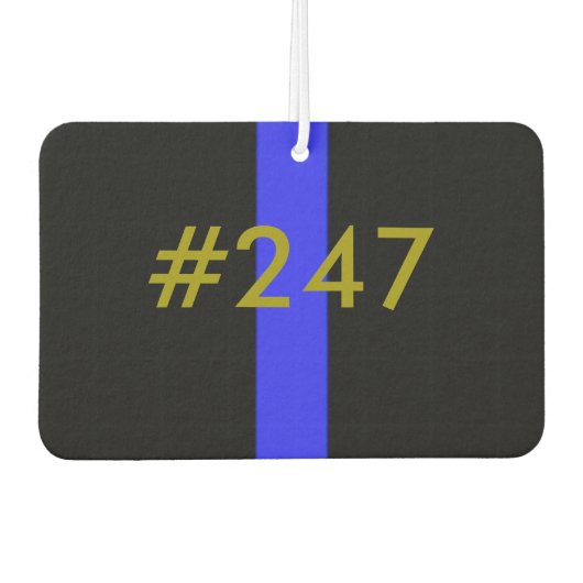 カスタマイズ可能なバッジ番号細い青い線 カーエアーフレッシュナー (正面)