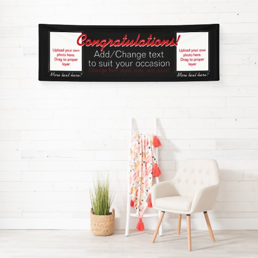 カスタマイズ可能なバナーおめでとうを2枚追加 横断幕 (インサイチュ)