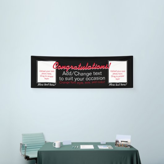 カスタマイズ可能なバナーおめでとうを2枚追加 横断幕 (トレードショー)