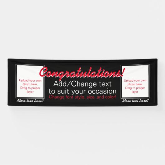カスタマイズ可能なバナーおめでとうを2枚追加 横断幕 (横)