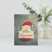 カスタマイズ可能なバナーを持ったかわいいサンタ シーズンポストカード (スタンド正面)