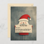 カスタマイズ可能なバナーを持ったかわいいサンタ シーズンポストカード (正面/裏面)