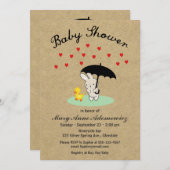 カスタマイズ可能なバニーおよびアヒルのベビーシャワーの招待状 招待状 (正面/裏面)