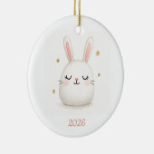 カスタマイズ可能なバニーが大好き可愛いソフバニー セラミックオーナメント (右)