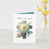 カスタマイズ可能なバラ付き可愛いクロス カード (黄色い花)