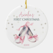 カスタマイズ可能なバレリーナベビーガール1stクリスマス セラミックオーナメント (裏面)