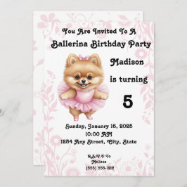 カスタマイズ可能なバレリーナ誕生日招待状5 x 7 招待状