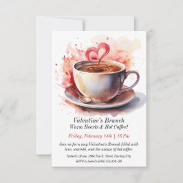 カスタマイズ可能なバレンタインのブランチ – 暖かいハート 招待状