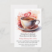 カスタマイズ可能なバレンタインのブランチ – 暖かいハート 招待状 (正面/裏面)