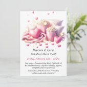 カスタマイズ可能なバレンタインのムービーナイト – Popcorn 招待状 (スタンド正面)