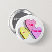 カスタマイズ可能なバレンタインキャンデーのハートの一見のカスタム 缶バッジ (正面&裏面)