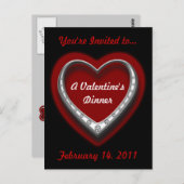 カスタマイズ可能なバレンタインディナーハガキ招待状 ポストカード (正面/裏面)