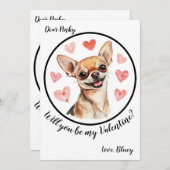カスタマイズ可能なバレンタインデイカードチワワ シーズンカード (正面/裏面)
