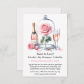 カスタマイズ可能なバレンタインデイシャンパンお祝い 招待状 (正面/裏面)