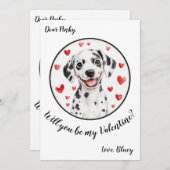 カスタマイズ可能なバレンタインデーのカード ダルメシアン シーズンカード (正面/裏面)