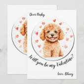 カスタマイズ可能なバレンタインデーのカード・プードル シーズンカード (正面/裏面)